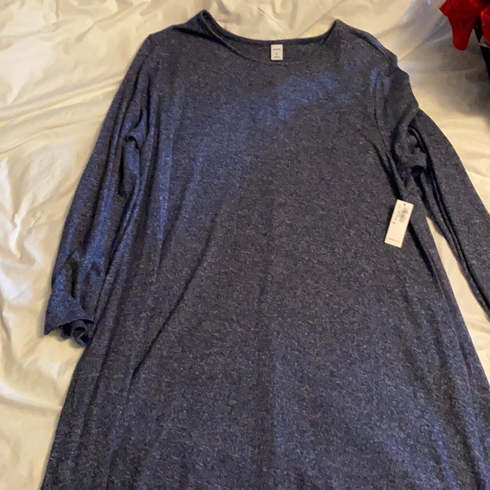 NWT heather blue long sleeve shift dress